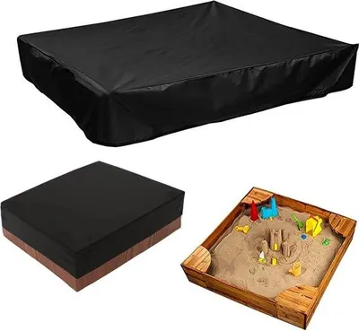 Zdjęcie produktu dla Wodoodporna osłona na piaskownicę Unyqoos® wykonana z tkaniny Oxford – składana osłona ochronna z sznurkiem, 120×120 cm / 150×150 cm