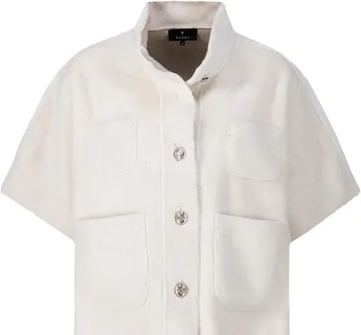 Produktbild von Monari Pearly Jacke aus flauschigem Kunstfell mit Stehkragen und Schmuckknöpfen Größe 42