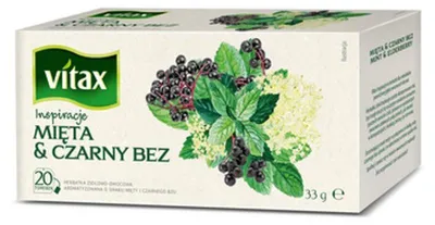 Obrázek produktu pro Herbata ziołowa mięta czarny bez Vitax Insp 20 torebek