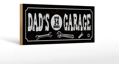 Produktbild von Holzschild Spruch 27x10cm Dad´s Garage open 24 Hours