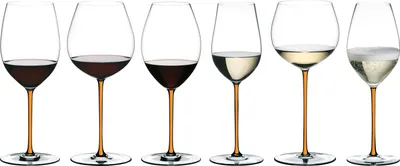 Obrázok produktu pre Sada Riedel Advantage: 2 ks pohárov RIEDEL Fatto A Mano na šumivé víno, farba: oranžová, model: 4900/28O, a 4 ks nerezových prísaviek EKM Living