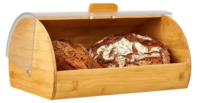 Image de Boîte à pain en bambou avec couvercle en plastique