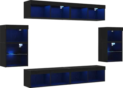 Produktbild von vidaXL TV-Schrankset 8 Stk. Schwarz Eichen-Optik Holzwerkstoff