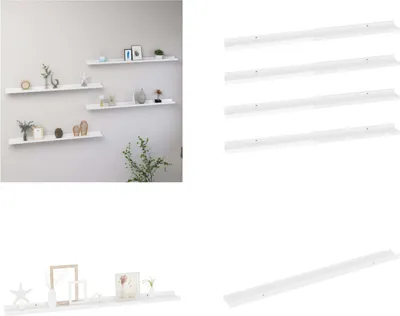 Produktbild von vidaXL Wandregale 4 Stk. Hochglanz Weiß 100x9x3 cm - Wandregal - Wandregale - Wandablage - Wandablagen