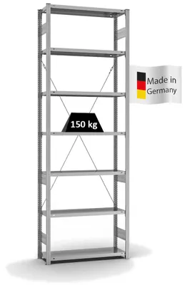 Produktbild von PROREGAL Fachbodenregal Stecksystem MAGNUS  Germany | HxBxT 300x100x30cm | 7 Ebenen | Fachlast 150 kg | Einseitig nutzbar | Verzinkt