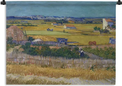 Produktbild von MuchoWow® Wandteppich Wandbehang Die Ernte - Vincent van Gogh 150x112.50 cm Tapisserie Dekoration Wandtuch - Wanddecke - Wandteppiche