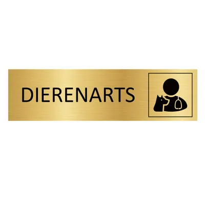 Produktbild von CombiCraft Aluminium Türschild "Dierenarts" in Gold mit 3M-Klebeband - 165 x 45 mm