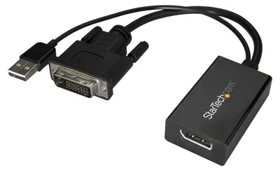Imagen del producto de Adaptador DVI a DisplayPort de StarTech.com con alimentación USB - Adaptador de video DVI-D a DP - Convertidor DVI a DisplayPort - 1920 x 1200 - Adaptador de video - Dual Link - DVI-D (macho) a DisplayPort (hembra) - Alimentación USB