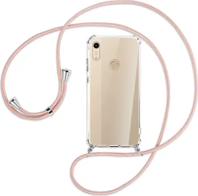 Produktbild von Handykette Backcover-Schutzhülle mit Band (Metall silberfarben) für Honor 8A / Huawei Y6s 2019 - roségold