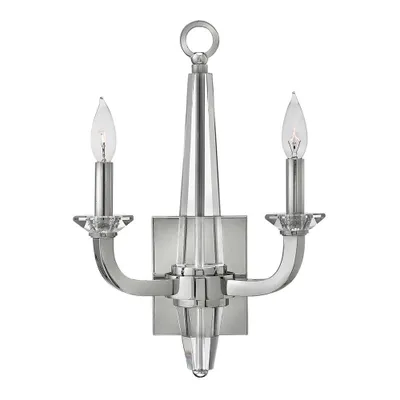 Zdjęcie produktu dla Kinkiet świecznikowy Ascher polerowany nikiel 2xE14x60W kryształ wym:45x30,5x12,7cm IP20 Quintiesse