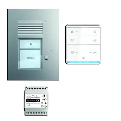 Immagine prodotto di TCS PSU2310-0000 TASTA:pack Audio da incasso per 1 unità residenziale, con stazione esterna PUK 1 pulsante campanello + altoparlante vivavoce ISW5010 + centralina BVS20