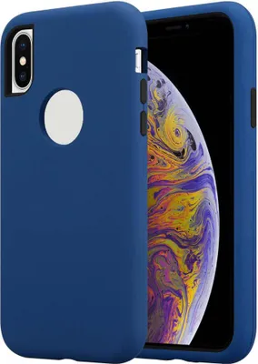 Produktbild von Cadorabo Hülle für Apple iPhone X / XS Schutz Hülle in Blau Hybrid Handyhülle Etui TPU Silikon Cover