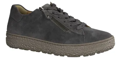 Produktbild von Hartjes Phil 162.1401 Damen Sneaker, Schnürer, Khaki (Grau), Leder, H-Weite - Damenschuhe Bequeme Schnürschuhe, Grau, leder (velour) 