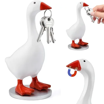 Produktbild von Schlüsselhalter für den Schreibtisch,Kreative Gänse-Figur mit Magneten,lustige Heim-Desktop-Dekoration, niedliche Gans-Statue aus Kunstharz,17.6 cm