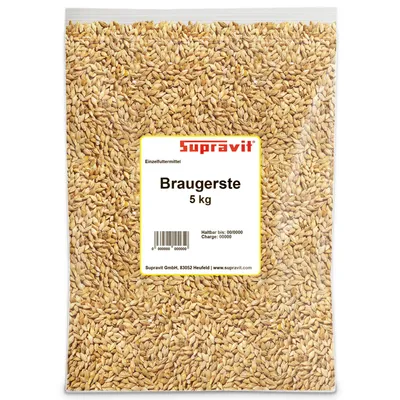 Produktbild von Supravit Braugerste 5kg | Ergänzungsfutter für Hühner und Tauben - energiereiches Zusatzfutter| Leicht verdaulich und gut verträglich