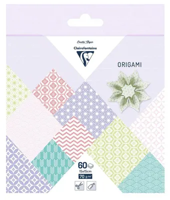 Produktbild von Clairefontaine 95634C Origami-Papier, 70 g/m², Frühlings-Kollektion, Format 15 x 15 cm, 30 verschiedene bunte Motive (2 Blätter pro Motiv), für Erwachsene und Kinder, 60 Blatt