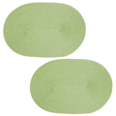 Produktbild von Platzset 2er Set Pistazie oval ca. 45x30 cm Platzdeckchen Tischset geflochtene Optik
