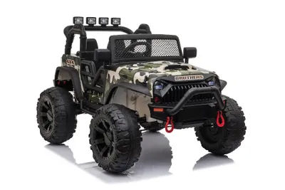 Produktbild von Kinderfahrzeug - Elektro Auto Offroad mit 24V Akku und 2x200W Motoren "Camouflage" 2,4Ghz+Ledersitz+EVA