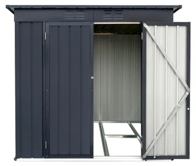 Produktbild von Albatros Profi Gerätehaus L – verzinktes Metall in Anthrazit (RAL 7016) | 176x112x173cm, 4,1m³ | Inkl. Schloss & Werkzeughaken | wetterfest