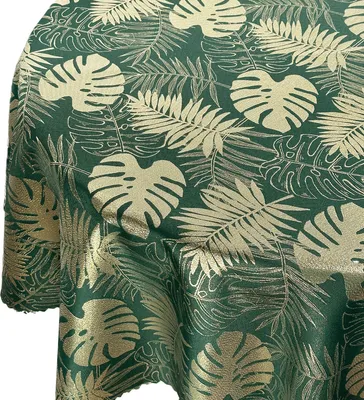 Obrázok produktu pre Obojstranný obrus odolný voči škvrnám Listy Monstera Zelená Zlatá Z-2771 Priemer: Ø 80 cm