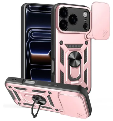 Produktbild von Hülle für iPhone 17 Pro Magnetische Ring Ständer Halter Dia Kameraschutz TPU Bumper Silikon Schutzhülle Rosa