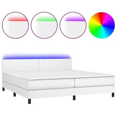 Immagine prodotto di vidaXL Letto a molle con materasso e LED bianco 200x200 cm in Pelle finta