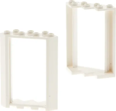 Produktbild von 2x Lego Tür Rahmen 4x4x6 weiß Eckfenster ohne Scheibe 6177157 28327