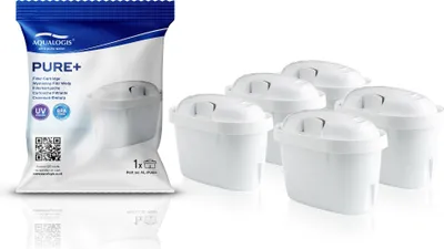 Produktbild von Aqualogis Pure+ 5-teiliges Ersatzfilter-Set - Kompatibel mit Brita Maxtra+, Brita Maxtra Style Marella Cool Mavea Elemaris XL Brita Fun Water Jug