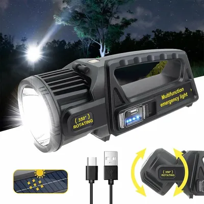 Produktbild von LED Handscheinwerfer, Taschenlampe,Ultra-Long Standby Hochleistungs Campinglaterne,9 Modi Superheller Suchscheinwerfer,350° drehbarer Kopf