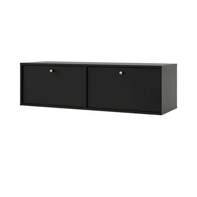 Produktbild von TV-Schrank TOKA II – Lowboard mit 2 Türen, modernes TV-Möbel hängend - Schwarz