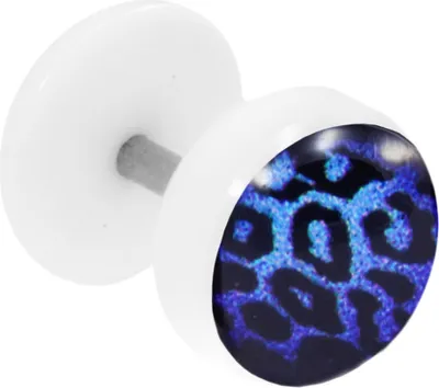 Produktbild von Fake Plug Ohrstecker mit Motiv Leopard blau