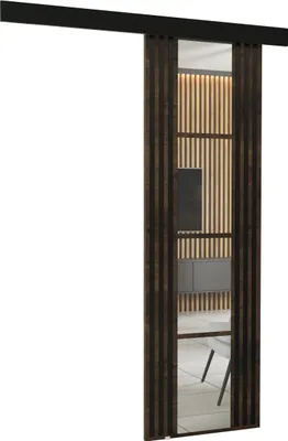 Produktbild von KIER FURNITURE Wandschiebetüren mit Spiegeln EMPI 70 - 76x205x1,6 cm - Esche Dunkel
