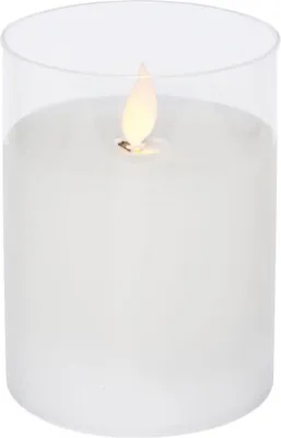Produktbild von Star Trading LED-Kerze Twinkle im Glas 10x7,5cm weiß, Weiß, Schlafzimmer, Wohnzimmer, IP20, 1 Glühbirne(n), LED, 0,06 W