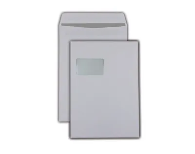 Produktbild von Kaenguruh C4 Versandtasche, selbstklebend holzfrei weiss 90g, mit Fenster grauer Innendruck