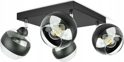 Produktbild von LUXOLAR Led Deckenleuchte 4 flammig - Deckenlampe Schwenkbar Schwarz E27 60W - Hängelampe für Wohnzimmer, Küchen - Schwarz Glas Kugel