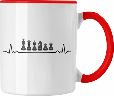 Produktbild von Trendation - Schachspieler Geschenk Schach Geschenkidee Tasse mit Schachfiguren Grafik Spruch (Rot)