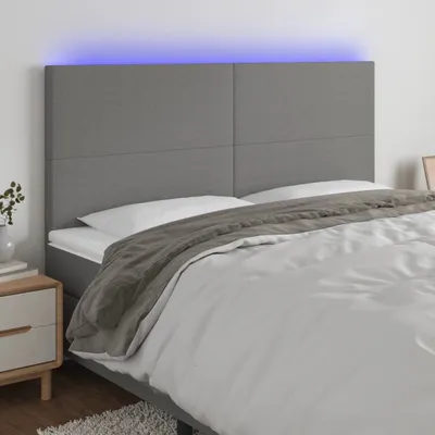 Produktbild von The Living Store LED Kopfteil Dunkelgrau 200x5x118/128 cm Stoff