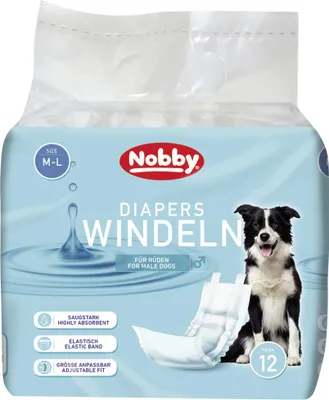 Image de Couches Nobby pour chiens 12 pcs ; M-L ; 46 - 60 cm