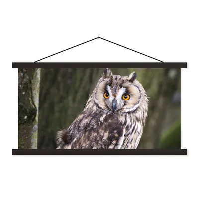 Produktbild von MuchoWow® Textilposter Eule - Nahaufnahme - Baum 120x60 cm mit schwarzem Rahmen - Dekoration Schlafzimmer