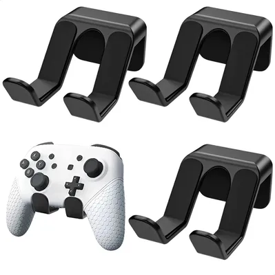 Produktbild von Controller Wandhalterung, 3 Stück Game Controller Halterung, Selbstklebende Controllers Halter Wand für PS4/PS5/Xbox/Switch, Gaming Zubehör für Gamepad und Kopfhörer (Schwarz)