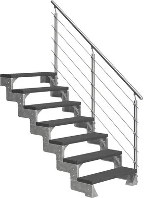 Produktbild von Aussentreppe Pertura Tallis mit Prova Geländer 7 Steigungen 100 cm anthrazit