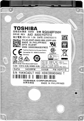 Immagine prodotto di Sshd Disco Ibrido Toshiba Mq02abf050h Hdd Ssd 500gb Sata 2,5" 5400rpm Hard Disk