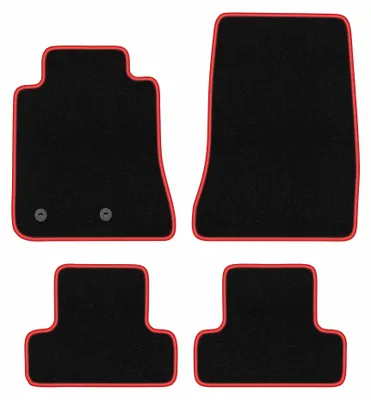Image de Tapis de sol en moquette pour Ford Mustang MK6 depuis 2014 (coupé) – jeu de 4 pièces, noir/rouge, sur mesure – Wielganizator CARLUX