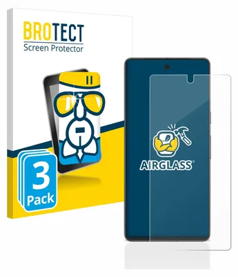 A product packaging for screen protectors, with a depiction of a stylized character and a smartphone screen protector.