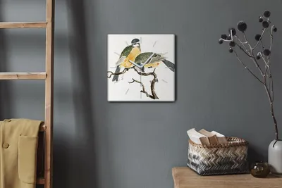 Produktbild von Coloray Hodiny Unikátní 30x30 cm  Tiché hodiny Pro obývací pokoj a kuchyň Nástěnné hodiny Plátno Bílé ručičky hodin - Ptáci zvířat