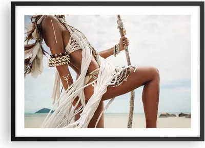 Produktbild von Gerahmtes Poster - Schwarzer Rahmen - Frau Freiheit Exotik - 70x50 cm - Wand Bild - Wanddeko - Wandbilder - Kunstposter - Wandposter - Bilderrahmen - Bilder - Kunstdruck - P2BAA70x50-4942