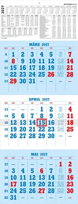 Produktbild von 3-Monatskalender blau/rot 2027