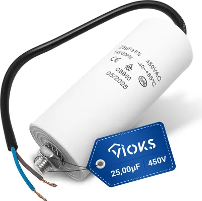 Produktbild von Europart Kondensator 25,00µF 450V Universal mit Anschlusskabel und Befestigungsschraube