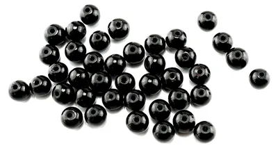 Produktbild von Vintageparts Glasperlen rund schwarz glänzend 6 mm 40 Stück