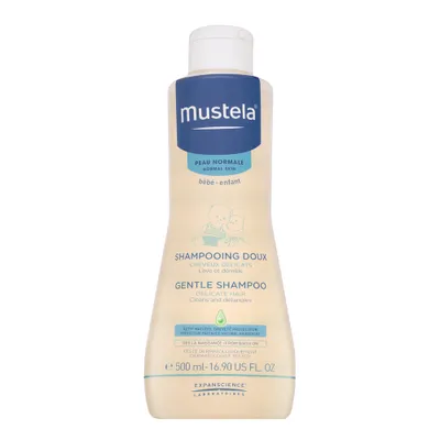 A bottle of Mustela Bébé Gentle Shampoo against a white background.